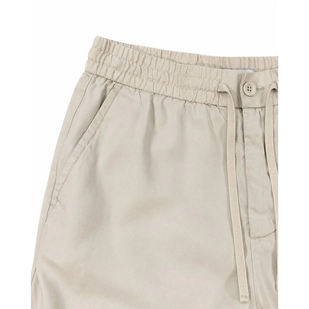 Zara Relaxed‎ Khaki Trouser Pants Womens Medium Beige Drawstring Waist Pants
